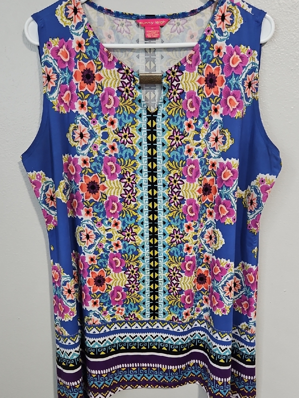 Sunny Leigh Royal Blue Floral Embroidered Tank